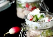 Verrine de chèvre frais et petits légumes