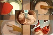Crème glacée à la fraise et fraises séchées...