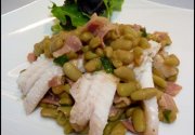 Filet de lieu et flageolets à la pancetta