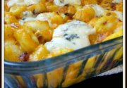 Gnocchis Halloween au safran gratines au bleu - ñoquis Halloween al azafran gratinados al queso azul