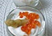 Verrine d'asperge blanche, "chantilly" de tarama, oeufs de saumon