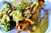 Brochettes de Poulet à l'Indienne sauce coco/curry aux brocolis Concours "DouceFrance